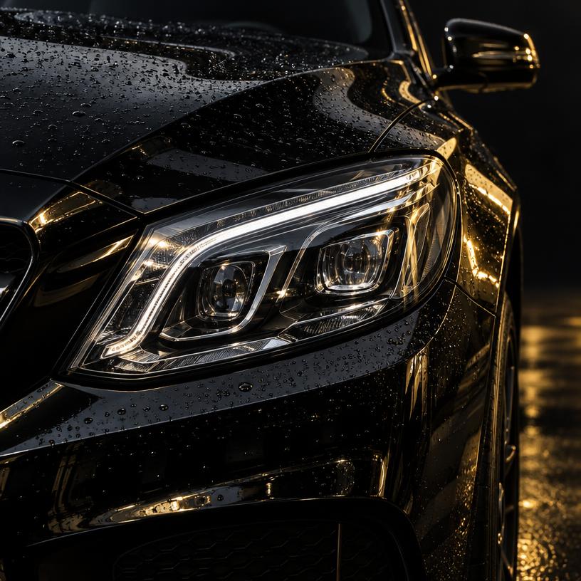Restored crystal-clear headlight and polished fender